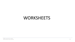 INSERT LOGO OR CO. NAME -
VIEW>MASTER>SLIDE MASTER
WORKSHEETS
75
 