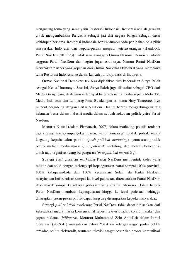 STRATEGI MARKETING POLITIK PARTAI NASIONAL DEMOKRAT MENUJU 