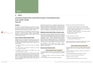 Anexa 2

                                    A.      Raport

                                    privind desfãºurarea Dezbaterilor Publice a proiectului Planului de Amenajare a Teritoriului Municipiului Chiºinãu
                                    Perioada: 07.02.2007 - 09.02.2007
                                    Chiºinãu, 2007

                                    Introducere                                                                 Pentru aceasta pe parcursul celor trei dezbateri publice organizate în          Prezidiul a fost constituit din partea administraþiei din:
                                                                                                                perioada 7-9 februarie 2007, reprezentanþi ai administraþiilor locale
                                    Prezentul raport prezintã rezultatele obþinute prin procedura de dezba-     beneficiare ale proiectului, cetãþenii rezidenþi în unitãþile administrativ -      V. Ghincu, Pretorul sectorului Rîºcani, care a deschis ºedinþa
                                    teri publice a proiectului Planului de Amenajare a Teritoriului             teritoriale prezenþi precum ºi mijloacele media au fost informaþii asupra          A. Corduneanu, Viceprimar general interimar al mun. Chiºinãu
                                    Municipiului Chiºinãu (în continuare PATM) etapa 1, parþialã predat la      conþinutului proiectului ºi au avut posibilitatea sã contribuie, prin sug-         N. Crãciun, Vicedirector, ºef al Direcþiei Funciare, Direcþia Generalã
                                    data de 20 decembrie 2006 primãriei municipiului Chiºinãu.                  estiile lor, la completarea a documentului realizat în cadrul etapei 1.            Arhitecturã, Urbanism ºi Relaþii Funciare
                                    Audierile publice publice au fost desfãºurate în perioada de 07 febru-                                                                                         N. Zaporojan, Arhitect ºef interimar, ºeful Direcþiei Generale
 74 Capitolul 3                     arie 2007 ºi 09 februarie 2007. Raportul include rezultatele                Modalitatea efectuãrii Audierii Publice ºi derularea acesteia                      Arhitecturã, Urbanism ºi Relaþii Funciare
    Politici - programe- proiecte
                                    desfãºurãrii în suburbii a Dezbaterilor Publice a proiectului PATM,                                                                                            I. Popa, Consilier municipal
                                    organizate de cãtre echipa Business Consulting Institute ºi de cãtre        Pentru realizarea scopului ºi obiectivelor Audierii Publice a proiectului
                                    Comitetul Strategic Municipal.                                              PATM elaborat, data desfãºurãrii acestui eveniment a fost stabilitã ºi
                                                                                                                anunþatã cu 10 zile înainte de desfãºurarea evenimentului. Evenimentul          Din partea eleboratorilor proiectului:
                                                                                                                a fost organizat, conform condiþiilor contractuale, de cãtre Comitetul
                                    Scopul ºi obiectivele desfãºurãrii Audierii Publice                         organizatoric al “BCI” ºi de cãtre Comitetul Strategic Municipal.                  M. Roºcovan, Director Business Consulting Institute
                                                                                                                Reprezentanþii APL ale suburbiilor implicate au fost informaþi despre              N. Þarãlungã, Director IHS România srl
                                    Dezbaterile Publice a proiectului PATM reprezentã o etapa din cadrul
                                                                                                                scopul ºi obiectivele Dezbaterii Publice, precum ºi modalitatea de
                                    activitãþilor procesului de elaborare. La aceste Dezbateri Publice au
                                                                                                                desfãºurare, locul, ziua ºi ora desfãºurãrii. De asemenea, mass-media
                                    participat reprezentanþii administraþiei publice locale, agenþii economi-                                                                                   În cadrul Audierii Publice au luat cuvântul 7 persoane, care au adresat
                                                                                                                a fost anunþatã din timp despre desfãºurarea evenimentului respectiv.
                                    ci, reprezentanþii organizaþiilor neguvernamentale ºi cetãþenii urmã-                                                                                       întrebãri ºi înaintat propuneri referitoare la Proiectul PATM.
                                    toarelor localitãþi:                                                        Toate dezbaterile au fost moderate de dl. Nicolae Crãciun,
                                                                                                                Vicedirector, ºef al Direcþiei Funciare, Direcþia Generalã Arhitecturã,
                                    1) or. Sîngera, com. Bãcioi, or. Cricova, com. Ciorescu, com. Grãtieºti,
                                                                                                                Urbanism ºi Relaþii Funciare                                                                    Dezbaterea publicã din data de 8 februarie 2007:
                                       com. Stãuceni
                                                                                                                                                                                                In incinta Primãriei comunei Tohatin sa desfãºurat Dezbaterea Publicã
                                    2) or. Vadul lui Vodã, com. Bubuieci, com. Budeºti, com. Coloniþa,          Informaþii privind dezbaterile publice                                          a proiectului PATM la care au participat reprezentanþii urmãtoarelor
                                       com. Cruzeºti, com. Tohatin
                                                                                                                                                                                                suburbii:
                                    3) or. Durleºti, or. Vatra, s. Condriþa, com. Ghidighici, com. Truºeni                      Dezbaterea publicã din data de 7 februarie 2007:
                                                                                                                                                                                                or. Vadul lui Vodã, com. Bubuieci, com. Budeºti, com. Coloniþa, com.
                                       (inclusiv Dumbrava), or. Codru
                                                                                                                In incinta Preturii Sectorului Rîºcani s-a desfãºurat Dezbaterea Publicã        Cruzeºti, com. Tohatin.
                                    In scopul îmbunãtãþirii documentului ºi a obþinerii unui plan cât mai       a proiectului PATM la care au participat reprezentanþii urmãtoarelor
                                                                                                                suburbii:                                                                       În total la Dezbaterea Publicã au fost prezenþi 67 persoane.
                                    realist susþinut de populaþie la etapa de implementare a PATM,
                                    audierea Publicã a proiectului PATM ºi-a propus sã (1). Prezinte rezul-                                                                                     Prezidiul a fost constituit din partea administraþiei din:
                                                                                                                   or. Sîngera, com. Bãcioi, or. Cricova, com. Ciorescu, com. Grãtieºti,
                                    tatele la care echipa de specialiºi multinaþionalã ºi pluridisciplinarã a
                                                                                                                   com. Stãuceni.
                                    ajuns în urma întocmirii primei etape contractului ºi de a (2). Nota                                                                                        S. Cebotari, Primarul com. Tohatin
                                    opiniile ºi propunerile cetãþenilor privind proiectul PATM elaborat pe      În total la Dezbaterea Publicã au fost prezente 106 persoane.
                                                                                                                                                                                                Cordoneanu, Viceprimar general interimar al mun. Chiºinãu
                                    perioada 2007-2025.



28 februarie 2007                                                                                                                                             Planul de Amenajare a Teritoriului Municipiului Chiºinãu | Etapa a-II-a | Strategia de dezvoltare teritorialã
 