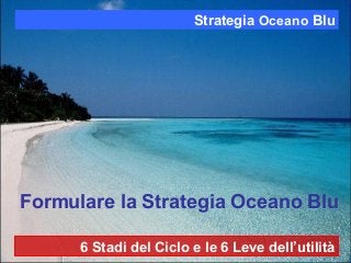 Formulare la Strategia Oceano Blu
Strategia Oceano Blu
6 Stadi del Ciclo e le 6 Leve dell’utilità
 