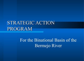 STRATEGIC ACTIONSTRATEGIC ACTION
PROGRAMPROGRAM
For the Binational Basin of the
Bermejo River
 