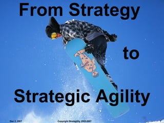From Strategy  to   Strategic Agility May 28, 2009 Copyright Stratagility 2003-2007 