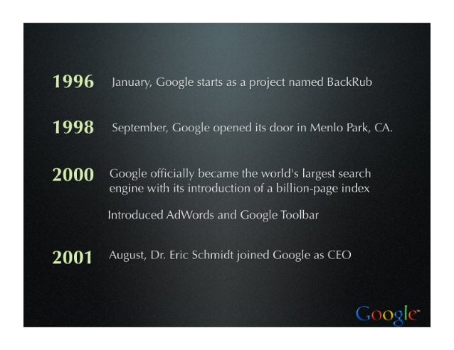 1996 january google starts as