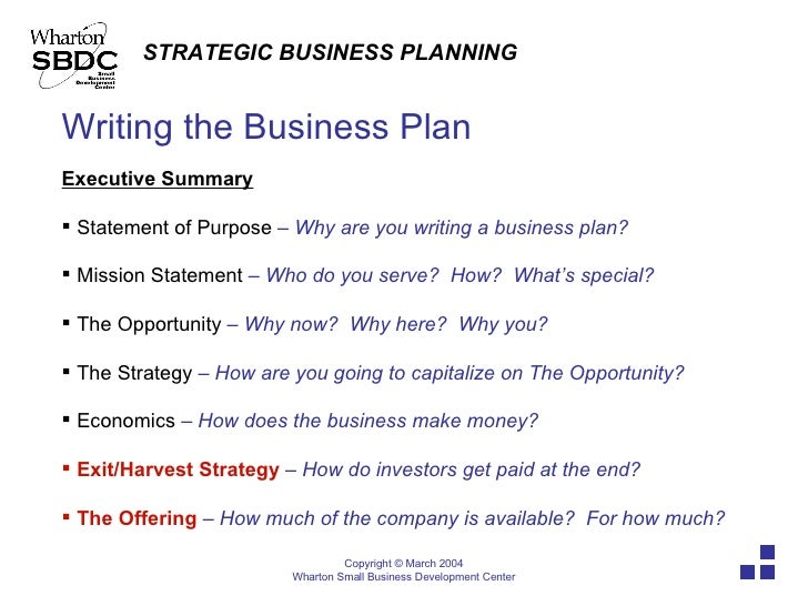 What is harvest strategy in business plan