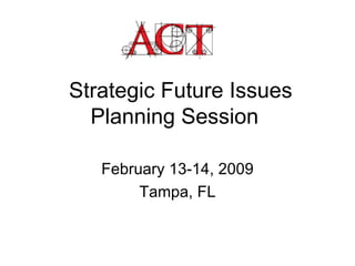 Strategic Future Issues Planning Session February 13-14, 2009 Tampa, FL 