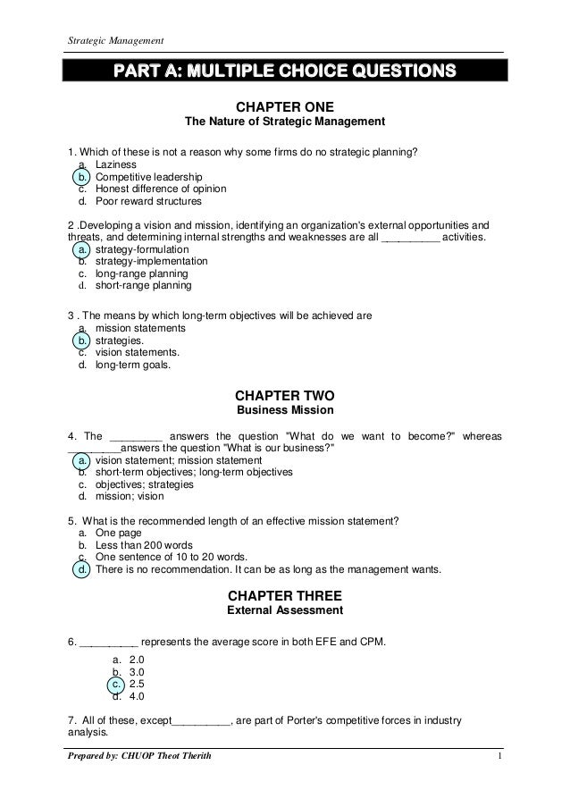 business multiple choice