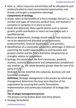Statageic Management Notes Strategic-Management-Notes-for Strategic management practice | PDF