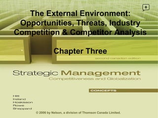 The External Environment: Opportunities, Threats, Industry Competition & Competitor Analysis Chapter Three 0 © 2006 by Nelson, a division of Thomson Canada Limited. 