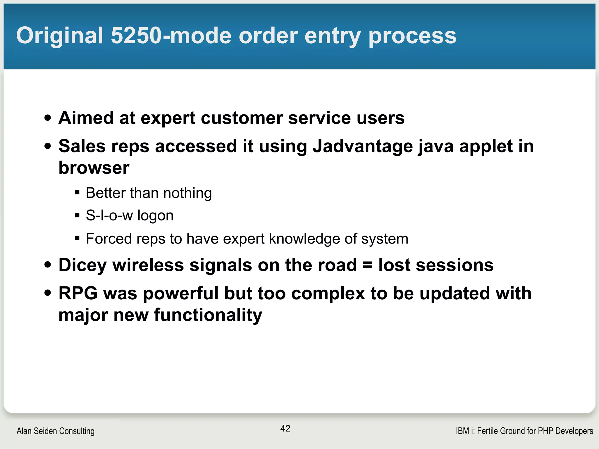 Strategic Modernization with PHP on IBM iSeiden Group
Intro screen
42
 