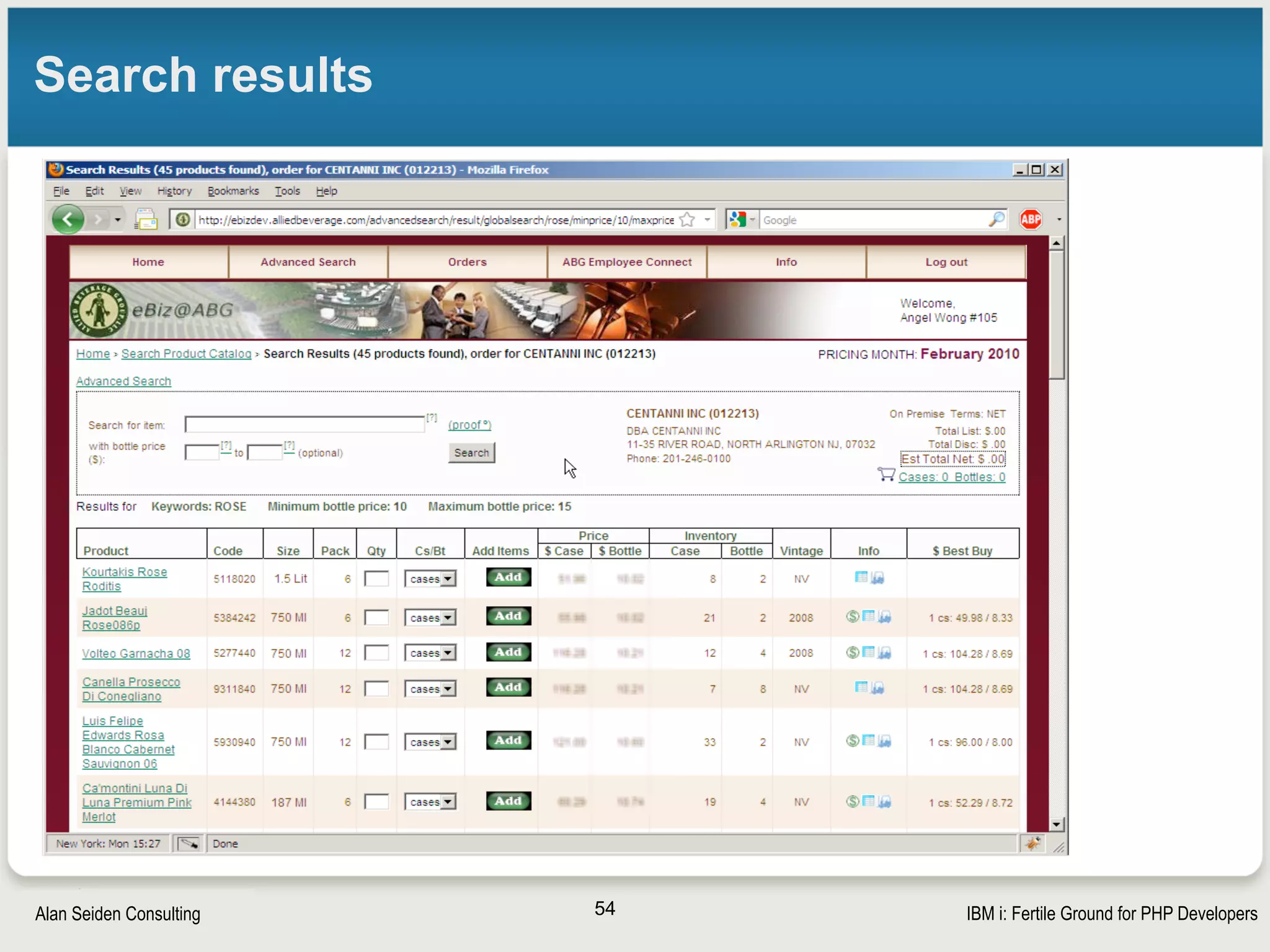 Strategic Modernization with PHP on IBM iSeiden Group
Web Mode #2: Standard Order Entry
54
Notice message ﬁle messages WP00041 and so on!
 