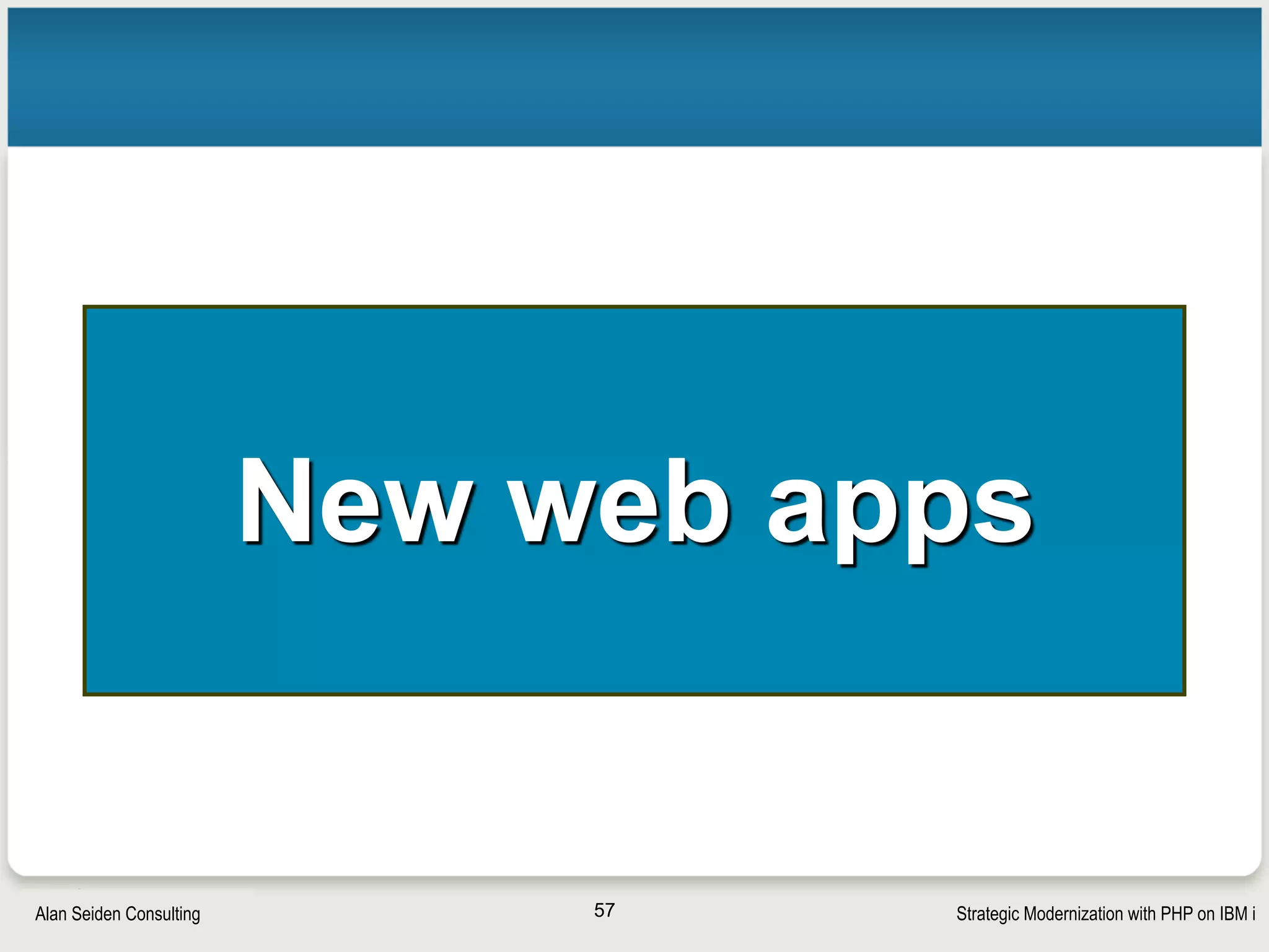 Strategic Modernization with PHP on IBM iSeiden Group
ICE award-winner
57
 