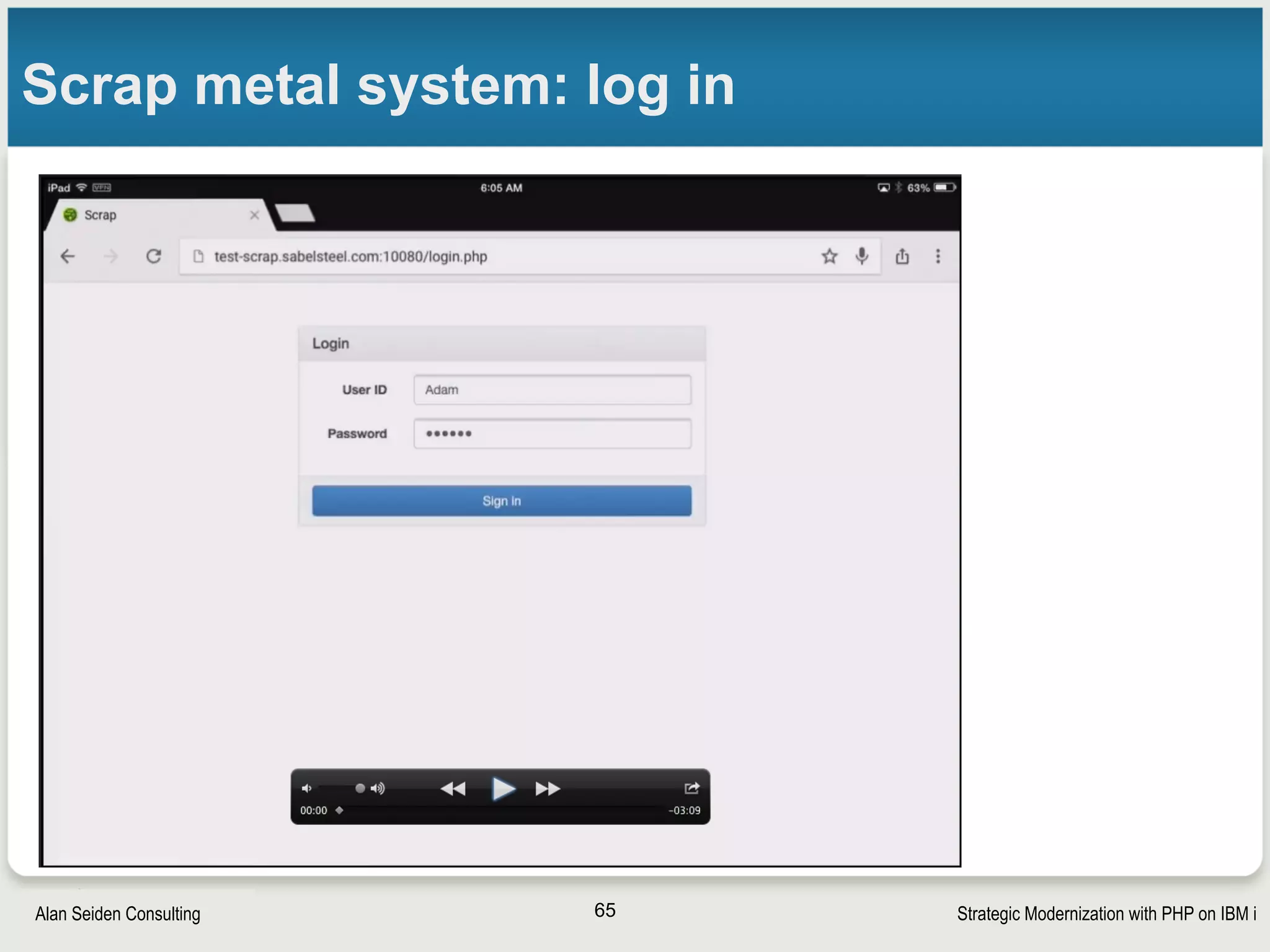 Strategic Modernization with PHP on IBM iSeiden Group
Scrap metal system: read license card
65
 