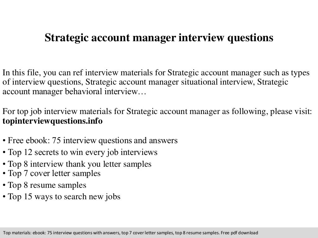 Strategic Account Manager Interview Questions