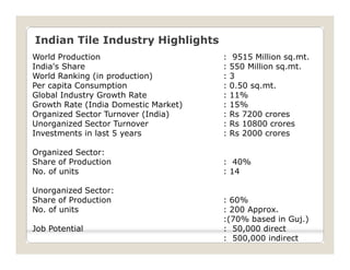 Strategic analysis of indian ceramic tiles indusry | PDF
