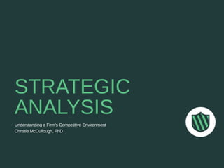STRATEGIC
ANALYSIS
Understanding a Firm’s Competitive Environment
Christie McCullough, PhD
 