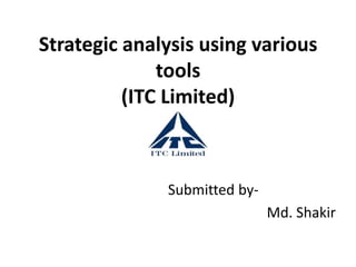 Strategic analysis using various
tools
(ITC Limited)
Submitted by-
Md. Shakir
 