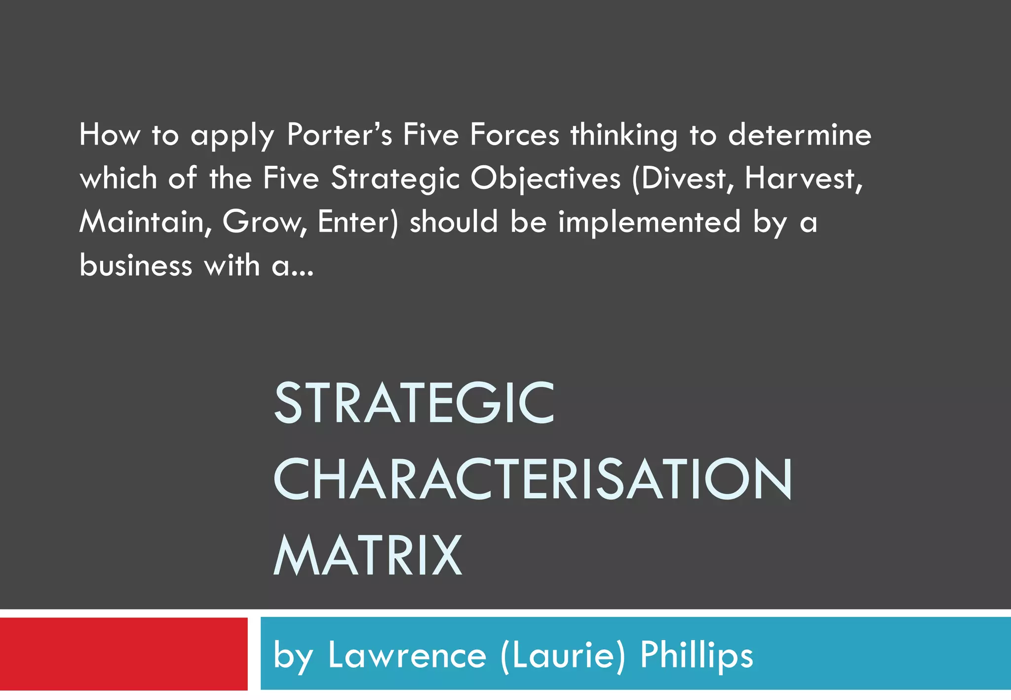 Characterisation Matrix Strategic Characterisation Matrix - How to apply Porter’s Five Forces ...