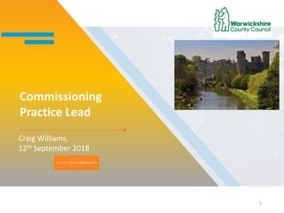 Commissioning
Practice Lead
Craig Williams,
12th September 2018
1
 