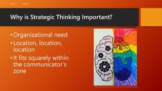 #STC16 @DCCD
Why is Strategic Thinking Important?
•Organizational need
•Location, location,
location
•It fits squarely wit...