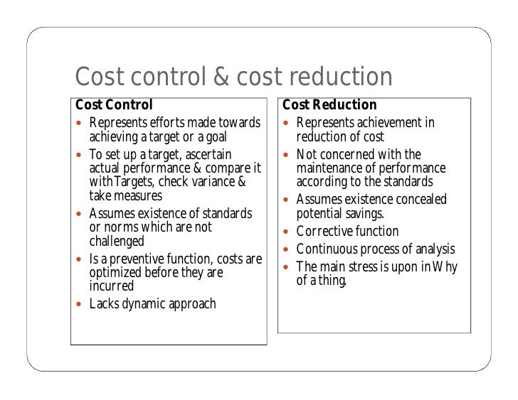Strategic cost control