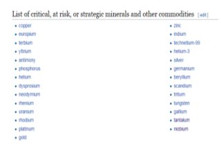 Strategic,critical& essential minerals