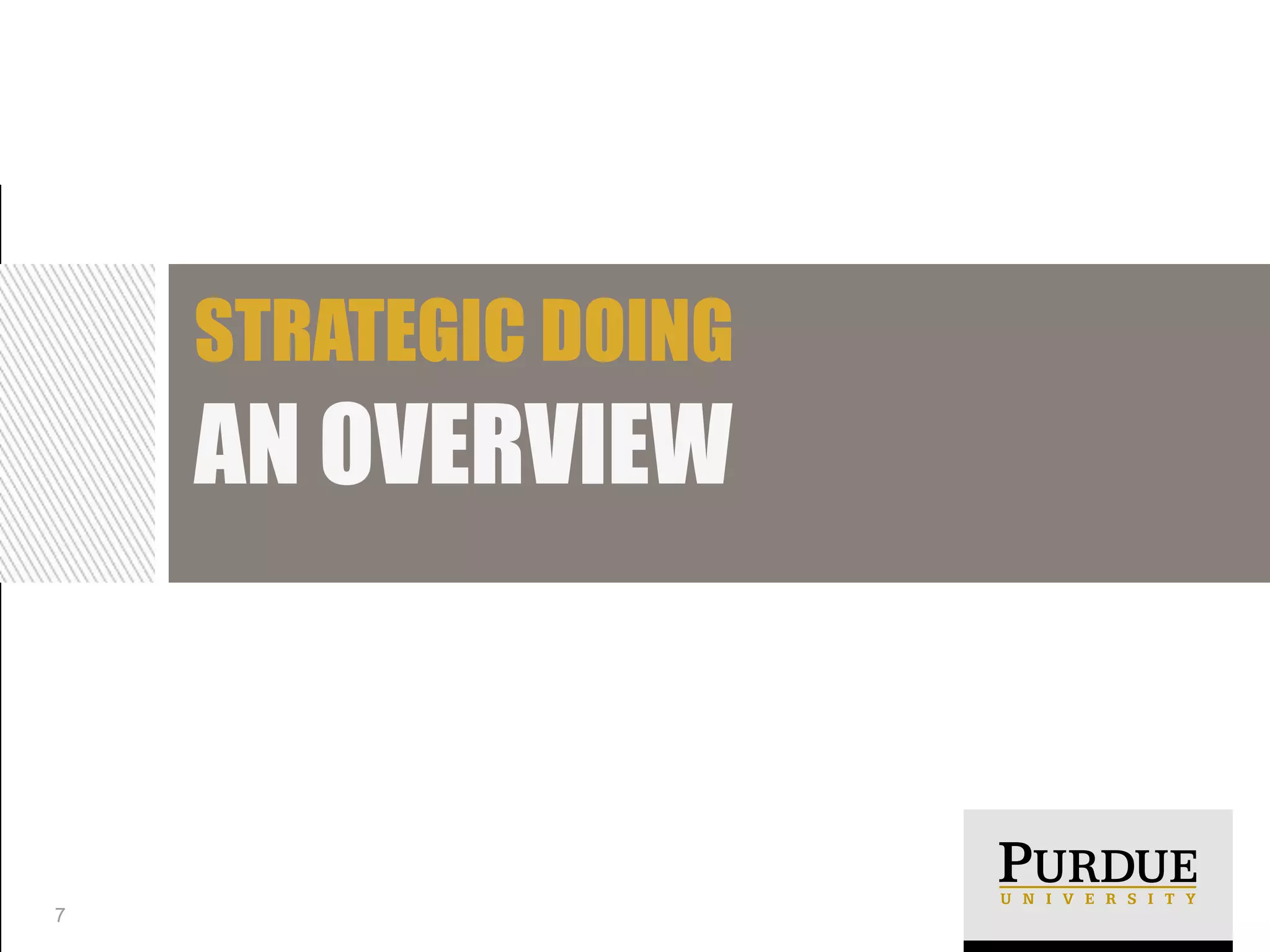 STRATEGIC DOING
AN OVERVIEW
7