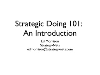 Strategic Doing 101:  An Introduction ,[object Object],[object Object],[object Object]