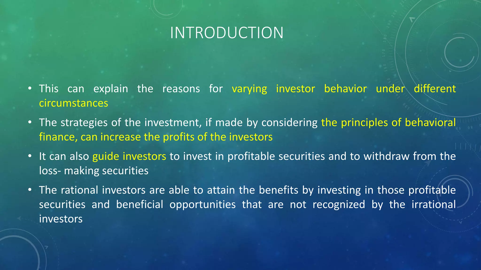 Impact of Behavioral Biases on Investor's Decision | PPTX