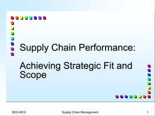 SEG 4610 Supply Chain Management 1
Supply Chain Performance:
Achieving Strategic Fit and
Scope
 