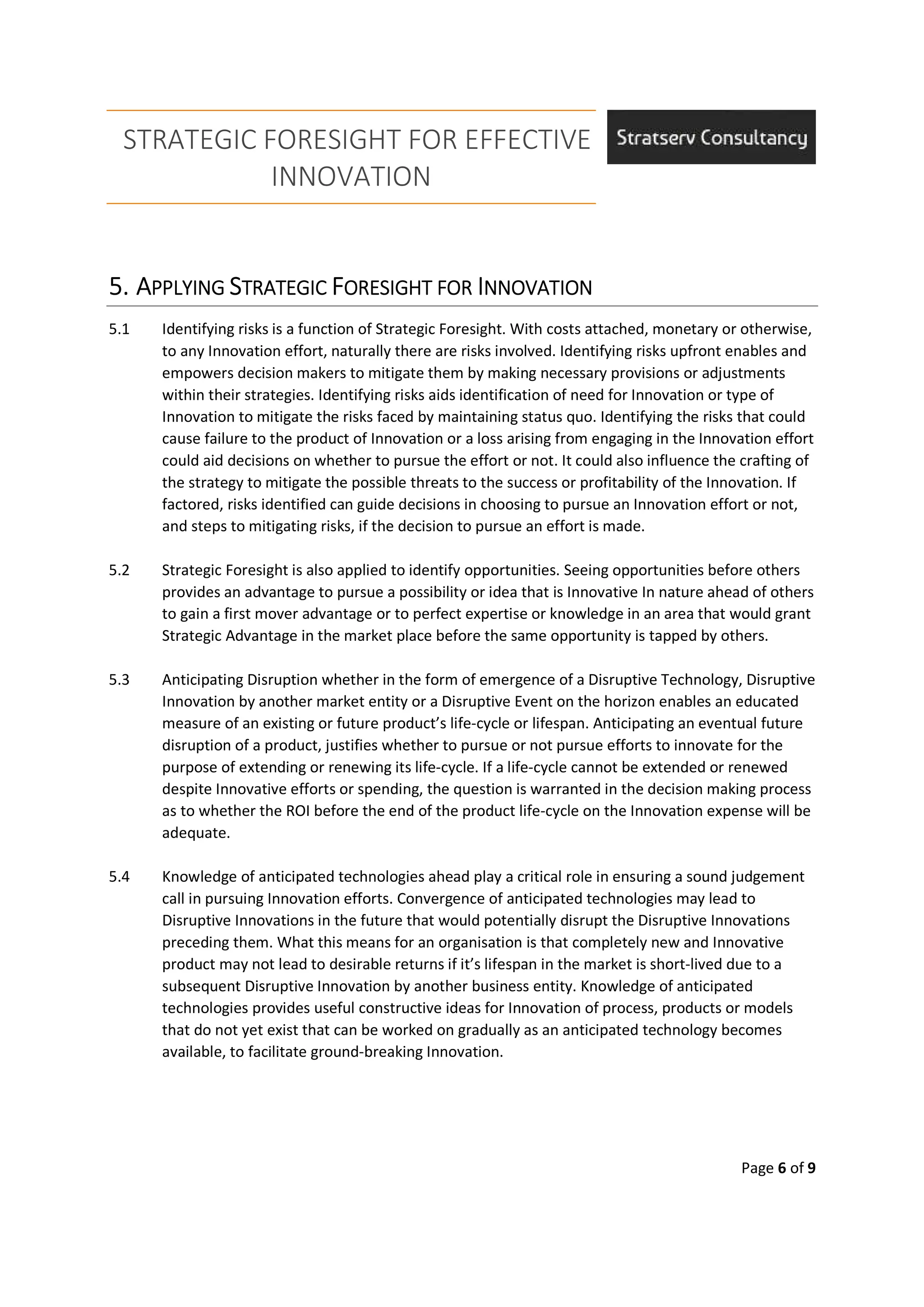 Strategic Foresight for Effective Innovation | PDF