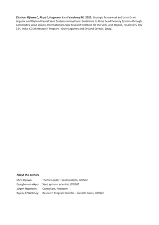 Strategic Framework to Foster Grain Legume and Dryland Cereal Seed Systems Innovations