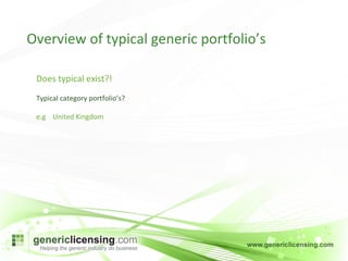 Does typical exist?! Typical category portfolio’s? e.g  United Kingdom Overview of typical generic portfolio’s 