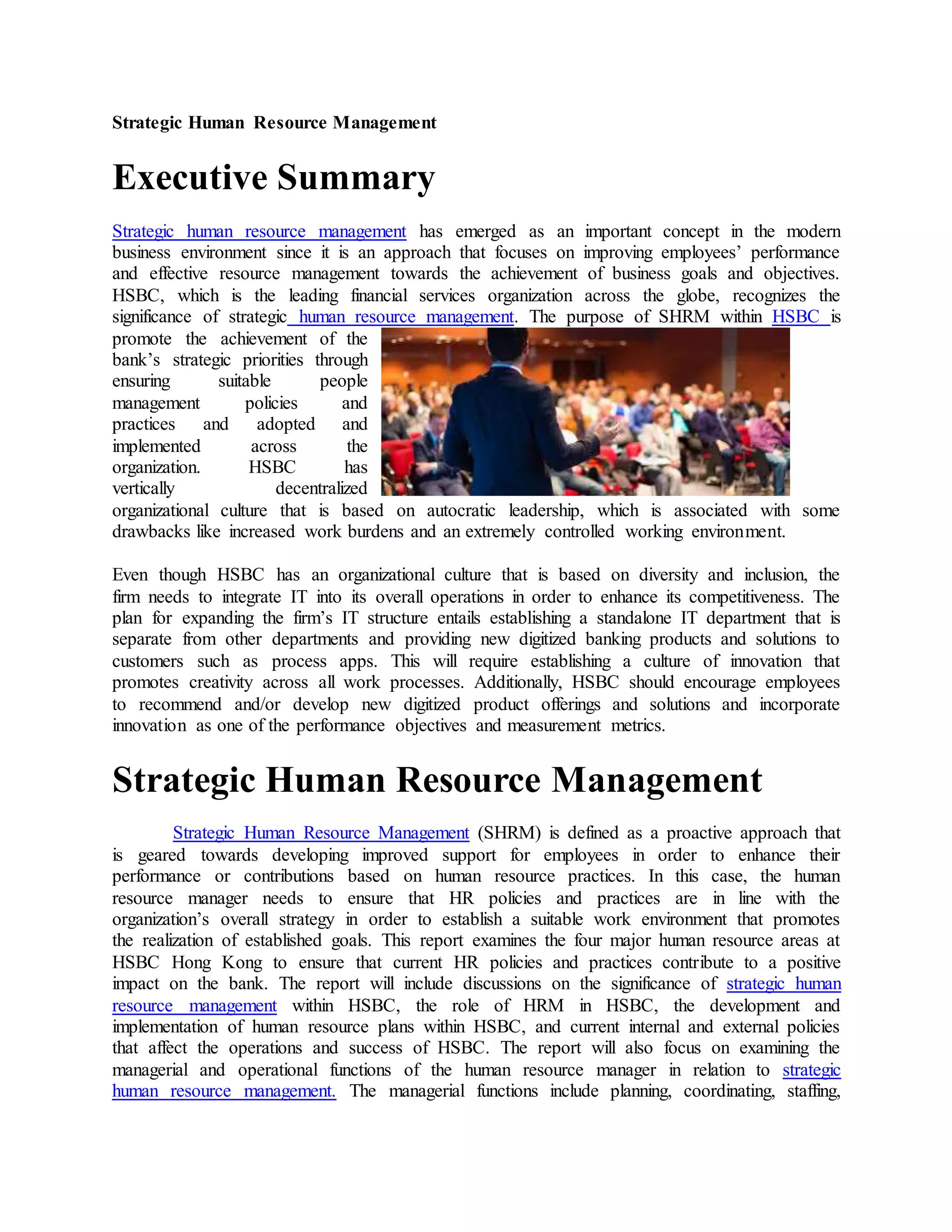 Strategic human resource management | PDF