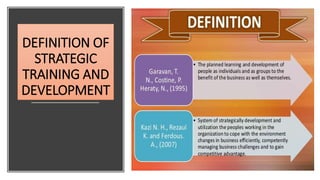 DEFINITION OF
STRATEGIC
TRAINING AND
DEVELOPMENT
 