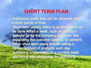 SHORT TERM PLAN
 