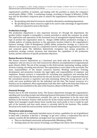 Strategic importance of functional level strategies as effective tools ...