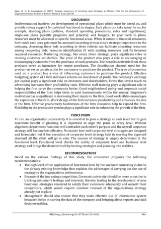Strategic importance of functional level strategies as effective tools ...