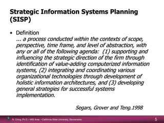 Strategic information systems planning | PPT