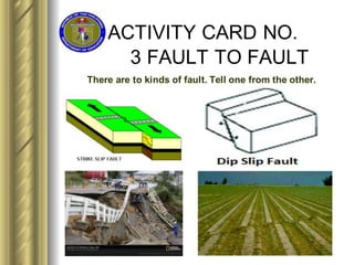 ACTIVITY CARD NO.
3 FAULT TO FAULT
There are to kinds of fault. Tell one from the other.
 