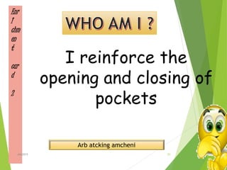 Enr
I
chm
en
t
car
d
2
Arb atcking amcheni
I reinforce the
opening and closing of
pockets
21ahb2015
 