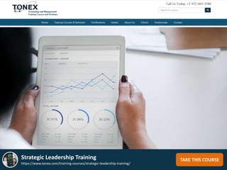 TAKE THIS COURSEStrategic Leadership Training
https://www.tonex.com/training-courses/strategic-leadership-training/
 