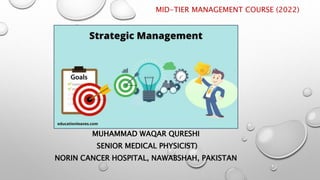 MUHAMMAD WAQAR QURESHI
SENIOR MEDICAL PHYSICIST)
NORIN CANCER HOSPITAL, NAWABSHAH, PAKISTAN
MID-TIER MANAGEMENT COURSE (2022)
 