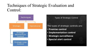 Techniques of Strategic Evaluation and
Control:
 