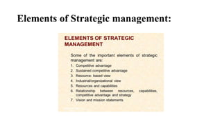 Elements of Strategic management:
 