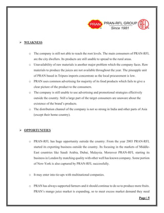 Strategic management of Pran Foods | PDF