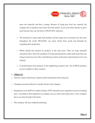 Strategic management of Pran Foods | PDF