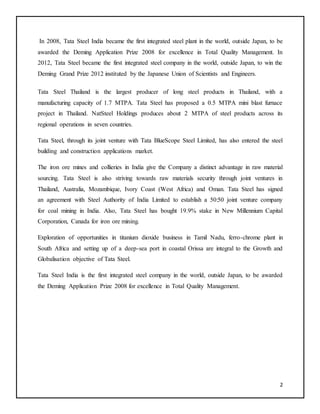 Strategic Management of Tata Steel | DOCX