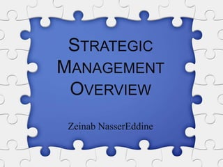 STRATEGIC
MANAGEMENT
OVERVIEW
Zeinab NasserEddine
 