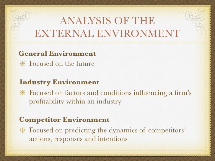 significance of external environment to the Chapter 3—the external environment chapter 3: the external environment: opportunities, threats, industry competition, and competitor analysis. significance of external environment to the Chapter 3—the external environment chapter 3: the external environment: opportunities, threats, industry competition, and competitor analysis.