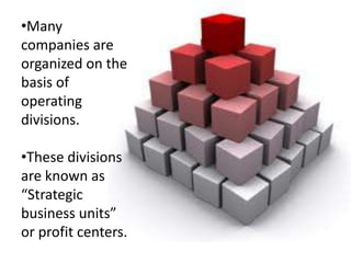 Many companies are organized on the basis of operating divisions.